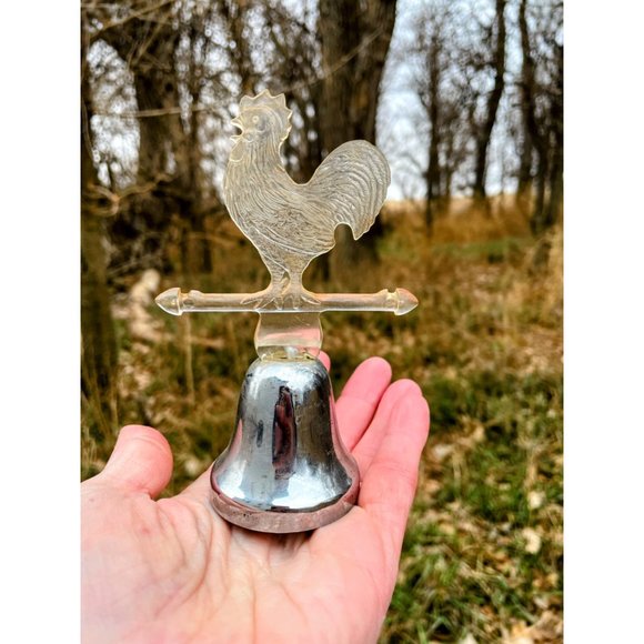 Vintage Small Decor Bell Lucite Rooster, Chicken Farmhouse Dinner Bell - Picture 5 of 10